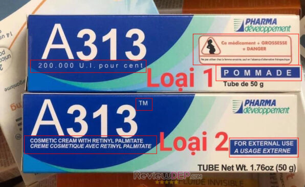 Phân biệt 2 mẫu kem A313 retinol nội địa và quốc tế